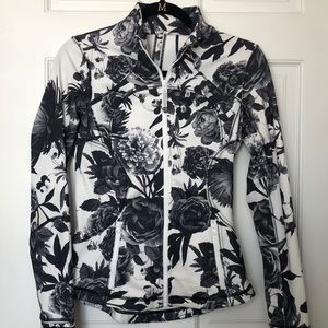 Lululemon Black & White Floral Zip Up Jacket